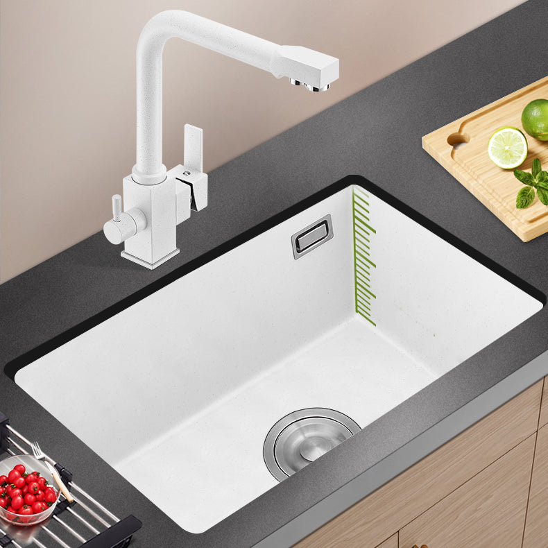 Kitchen Ceramic Sink White Pull-out Faucet Anti-spill Rectangular Sink 24"L x 18"W x 9"H Sink with Faucet Square Faucet Clearhalo 'Home Improvement' 'home_improvement' 'home_improvement_kitchen_sinks' 'Kitchen Remodel & Kitchen Fixtures' 'Kitchen Sinks & Faucet Components' 'Kitchen Sinks' 'kitchen_sinks' 7196328