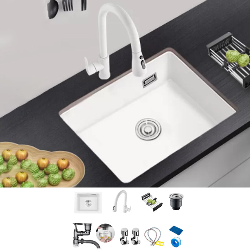 Kitchen Ceramic Sink White Pull-out Faucet Anti-spill Rectangular Sink 30"L x 18"W x 9"H Sink with Faucet Pull Out Faucet Clearhalo 'Home Improvement' 'home_improvement' 'home_improvement_kitchen_sinks' 'Kitchen Remodel & Kitchen Fixtures' 'Kitchen Sinks & Faucet Components' 'Kitchen Sinks' 'kitchen_sinks' 7196330
