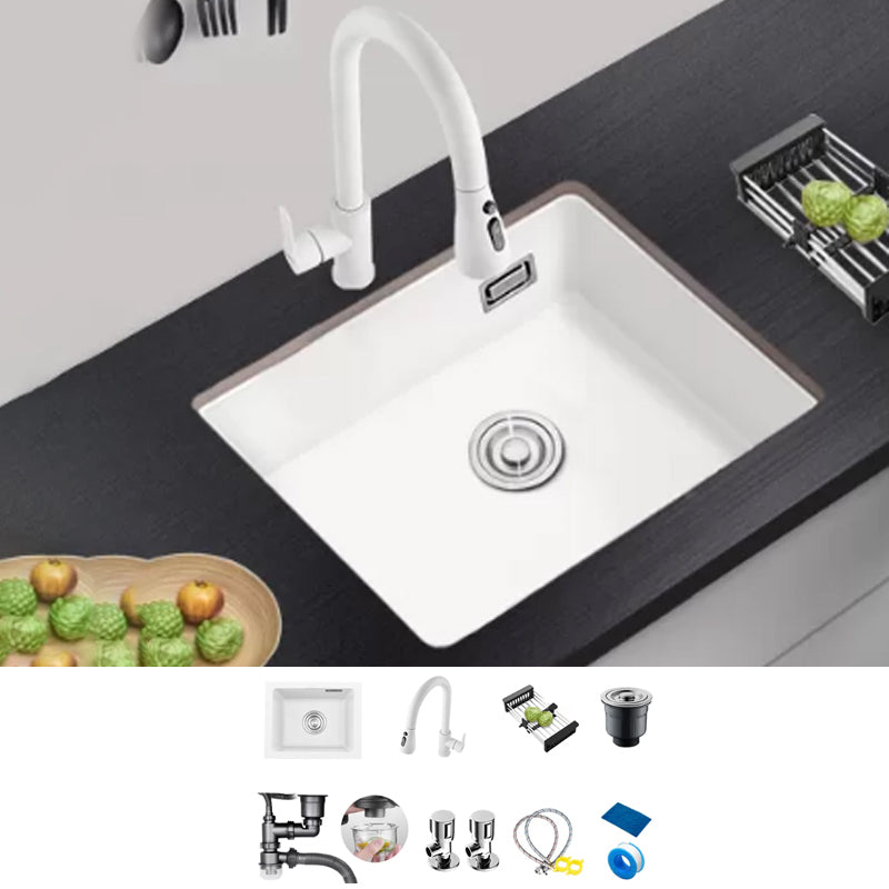 Kitchen Ceramic Sink White Pull-out Faucet Anti-spill Rectangular Sink 27"L x 17"W x 9"H Sink with Faucet Pull Out Faucet Clearhalo 'Home Improvement' 'home_improvement' 'home_improvement_kitchen_sinks' 'Kitchen Remodel & Kitchen Fixtures' 'Kitchen Sinks & Faucet Components' 'Kitchen Sinks' 'kitchen_sinks' 7196334