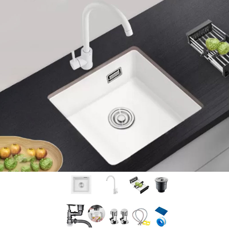 Kitchen Ceramic Sink White Pull-out Faucet Anti-spill Rectangular Sink 22"L x 17"W x 9"H Sink with Faucet Gooseneck Faucet Clearhalo 'Home Improvement' 'home_improvement' 'home_improvement_kitchen_sinks' 'Kitchen Remodel & Kitchen Fixtures' 'Kitchen Sinks & Faucet Components' 'Kitchen Sinks' 'kitchen_sinks' 7196339