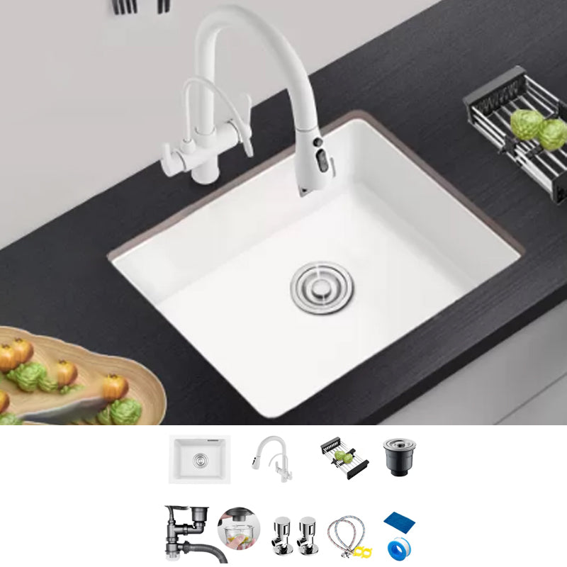 Kitchen Ceramic Sink White Pull-out Faucet Anti-spill Rectangular Sink 27"L x 17"W x 9"H Sink with Faucet Multifunctional Faucet Clearhalo 'Home Improvement' 'home_improvement' 'home_improvement_kitchen_sinks' 'Kitchen Remodel & Kitchen Fixtures' 'Kitchen Sinks & Faucet Components' 'Kitchen Sinks' 'kitchen_sinks' 7196347