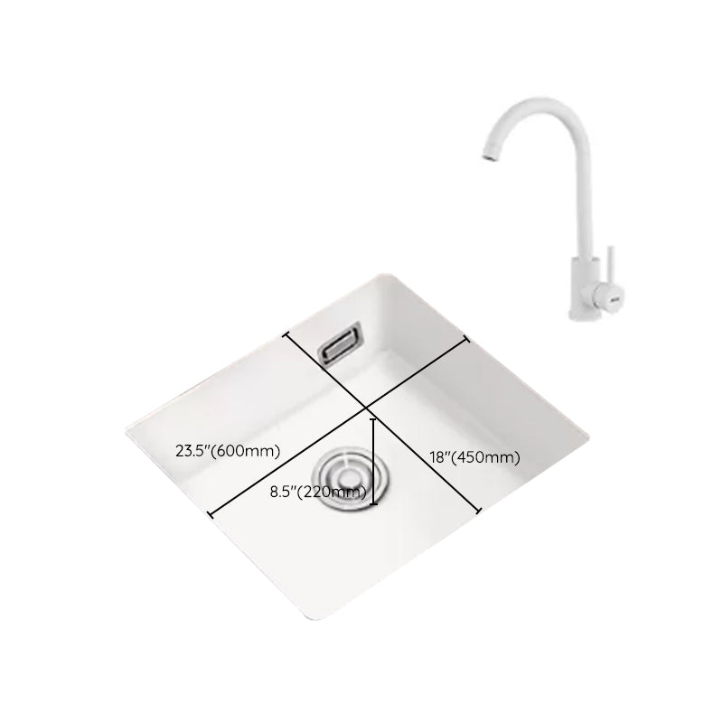 Kitchen Ceramic Sink White Pull-out Faucet Anti-spill Rectangular Sink Clearhalo 'Home Improvement' 'home_improvement' 'home_improvement_kitchen_sinks' 'Kitchen Remodel & Kitchen Fixtures' 'Kitchen Sinks & Faucet Components' 'Kitchen Sinks' 'kitchen_sinks' 7196355