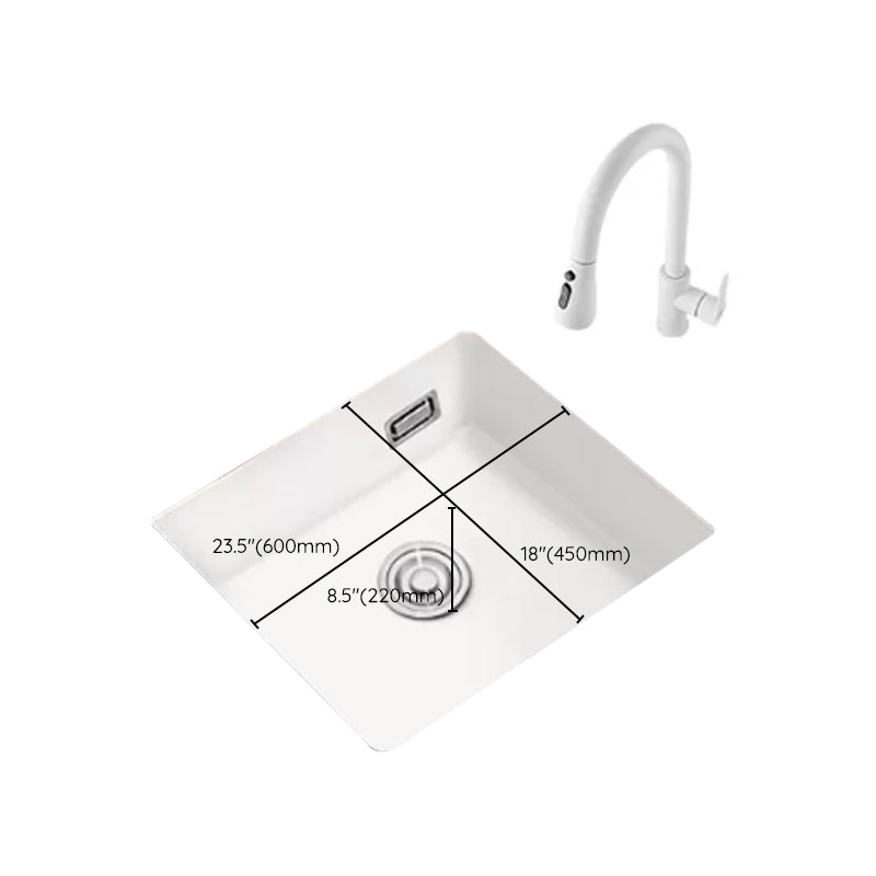 Kitchen Ceramic Sink White Pull-out Faucet Anti-spill Rectangular Sink Clearhalo 'Home Improvement' 'home_improvement' 'home_improvement_kitchen_sinks' 'Kitchen Remodel & Kitchen Fixtures' 'Kitchen Sinks & Faucet Components' 'Kitchen Sinks' 'kitchen_sinks' 7196359