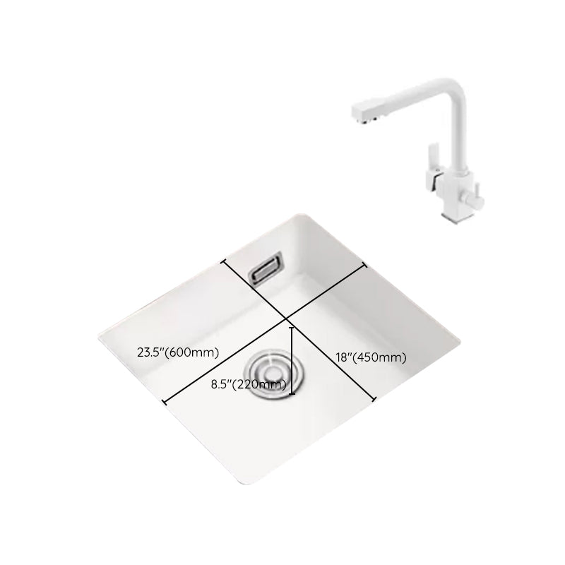 Kitchen Ceramic Sink White Pull-out Faucet Anti-spill Rectangular Sink Clearhalo 'Home Improvement' 'home_improvement' 'home_improvement_kitchen_sinks' 'Kitchen Remodel & Kitchen Fixtures' 'Kitchen Sinks & Faucet Components' 'Kitchen Sinks' 'kitchen_sinks' 7196365