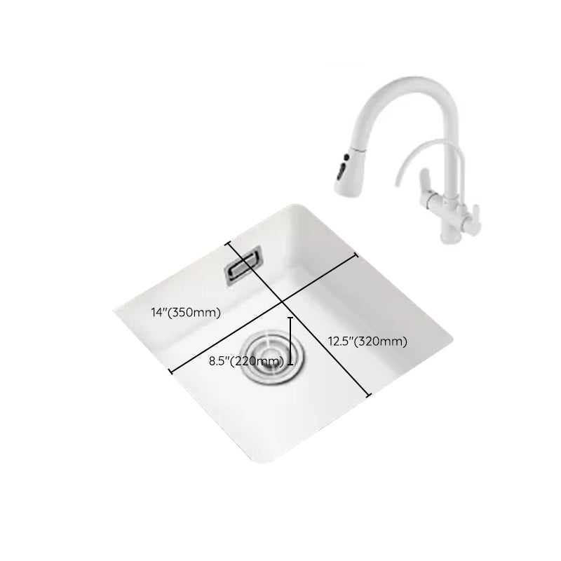 Kitchen Ceramic Sink White Pull-out Faucet Anti-spill Rectangular Sink Clearhalo 'Home Improvement' 'home_improvement' 'home_improvement_kitchen_sinks' 'Kitchen Remodel & Kitchen Fixtures' 'Kitchen Sinks & Faucet Components' 'Kitchen Sinks' 'kitchen_sinks' 7196366
