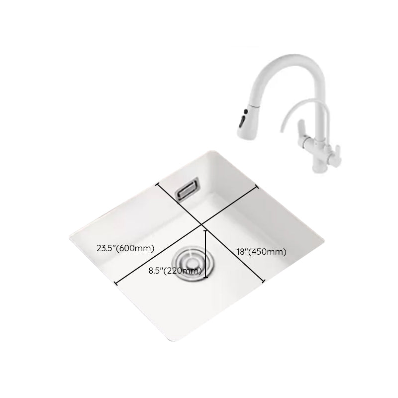 Kitchen Ceramic Sink White Pull-out Faucet Anti-spill Rectangular Sink Clearhalo 'Home Improvement' 'home_improvement' 'home_improvement_kitchen_sinks' 'Kitchen Remodel & Kitchen Fixtures' 'Kitchen Sinks & Faucet Components' 'Kitchen Sinks' 'kitchen_sinks' 7196369