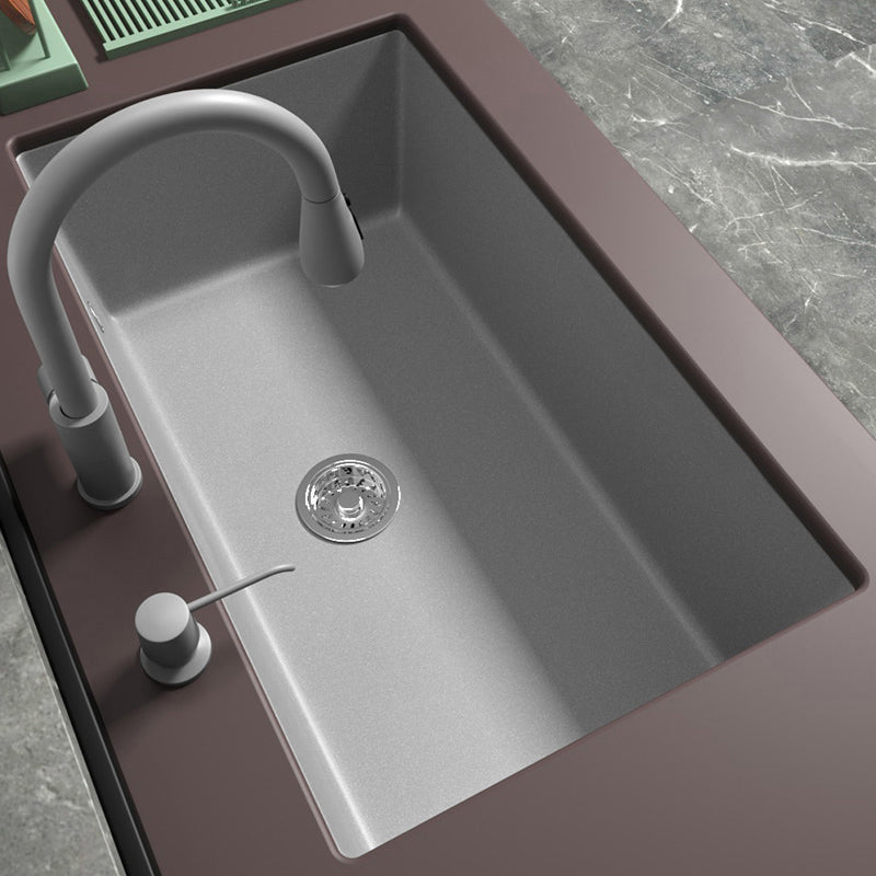Kitchen Ceramic Sink Grey Pull-out Faucet Rod Handle Anti-spill Sink Clearhalo 'Home Improvement' 'home_improvement' 'home_improvement_kitchen_sinks' 'Kitchen Remodel & Kitchen Fixtures' 'Kitchen Sinks & Faucet Components' 'Kitchen Sinks' 'kitchen_sinks' 7196372