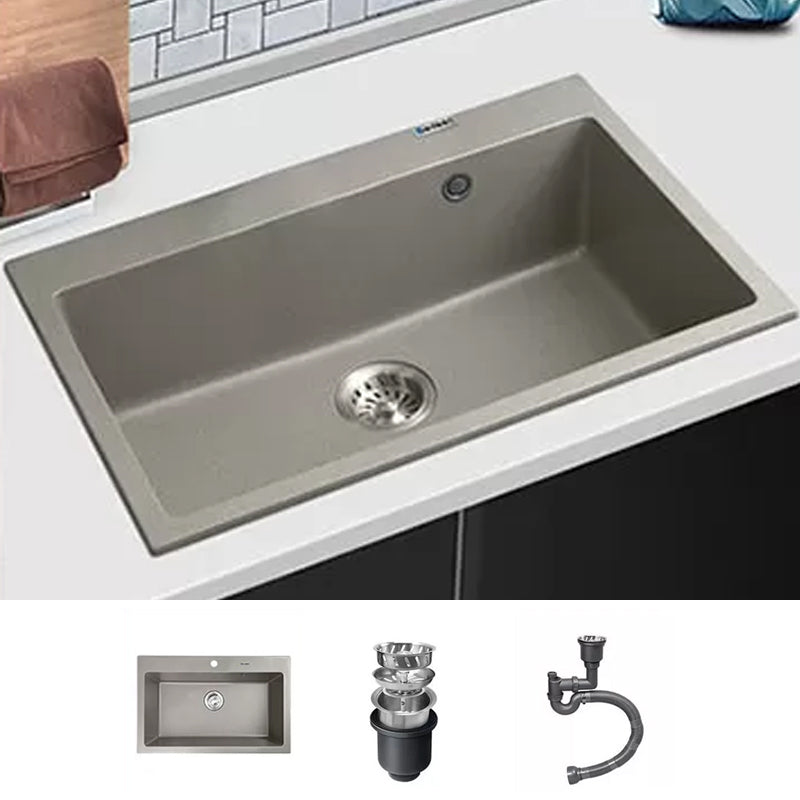 Kitchen Ceramic Sink Grey Pull-out Faucet Rod Handle Anti-spill Sink 24"L x 18"W x 9"H Sink Only None Clearhalo 'Home Improvement' 'home_improvement' 'home_improvement_kitchen_sinks' 'Kitchen Remodel & Kitchen Fixtures' 'Kitchen Sinks & Faucet Components' 'Kitchen Sinks' 'kitchen_sinks' 7196373