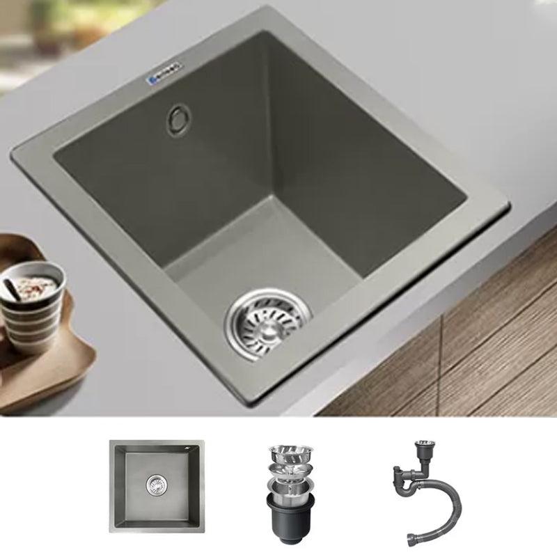 Kitchen Ceramic Sink Grey Pull-out Faucet Rod Handle Anti-spill Sink 18"L x 16"W x 9"H Sink Only None Clearhalo 'Home Improvement' 'home_improvement' 'home_improvement_kitchen_sinks' 'Kitchen Remodel & Kitchen Fixtures' 'Kitchen Sinks & Faucet Components' 'Kitchen Sinks' 'kitchen_sinks' 7196374