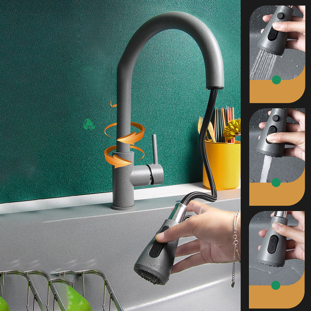 Kitchen Ceramic Sink Grey Pull-out Faucet Rod Handle Anti-spill Sink Clearhalo 'Home Improvement' 'home_improvement' 'home_improvement_kitchen_sinks' 'Kitchen Remodel & Kitchen Fixtures' 'Kitchen Sinks & Faucet Components' 'Kitchen Sinks' 'kitchen_sinks' 7196375