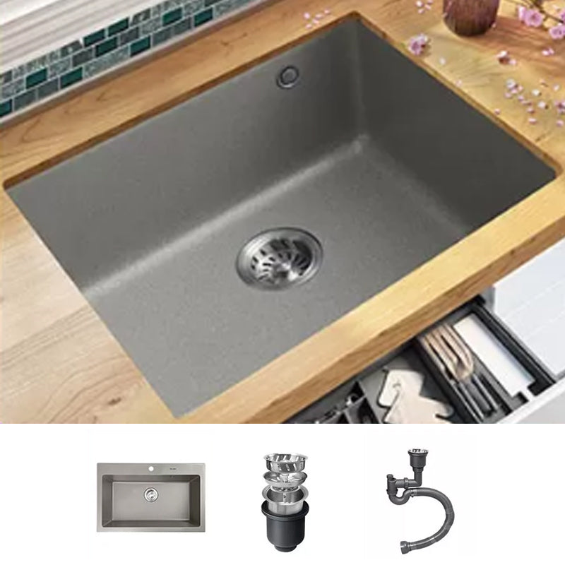 Kitchen Ceramic Sink Grey Pull-out Faucet Rod Handle Anti-spill Sink 28"L x 19"W x 9"H Sink Only None Clearhalo 'Home Improvement' 'home_improvement' 'home_improvement_kitchen_sinks' 'Kitchen Remodel & Kitchen Fixtures' 'Kitchen Sinks & Faucet Components' 'Kitchen Sinks' 'kitchen_sinks' 7196376