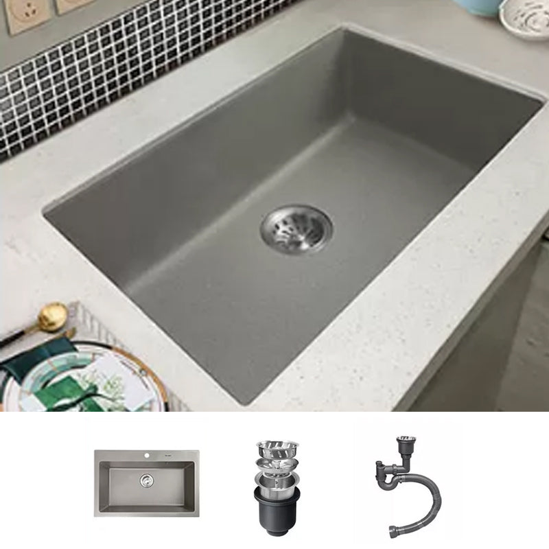 Kitchen Ceramic Sink Grey Pull-out Faucet Rod Handle Anti-spill Sink 31"L x 19"W x 9"H Sink Only None Clearhalo 'Home Improvement' 'home_improvement' 'home_improvement_kitchen_sinks' 'Kitchen Remodel & Kitchen Fixtures' 'Kitchen Sinks & Faucet Components' 'Kitchen Sinks' 'kitchen_sinks' 7196378