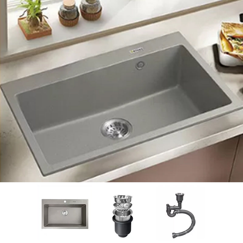 Kitchen Ceramic Sink Grey Pull-out Faucet Rod Handle Anti-spill Sink 26"L x 19"W x 9"H Sink Only None Clearhalo 'Home Improvement' 'home_improvement' 'home_improvement_kitchen_sinks' 'Kitchen Remodel & Kitchen Fixtures' 'Kitchen Sinks & Faucet Components' 'Kitchen Sinks' 'kitchen_sinks' 7196387
