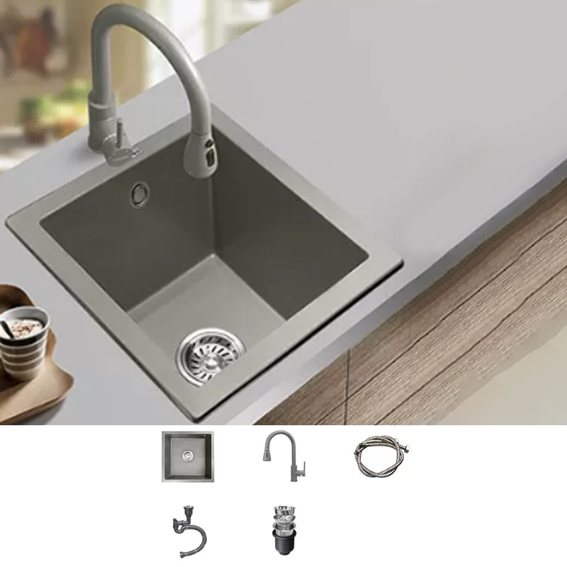 Kitchen Ceramic Sink Grey Pull-out Faucet Rod Handle Anti-spill Sink 18"L x 16"W x 9"H Sink with Faucet Pull Out Faucet Clearhalo 'Home Improvement' 'home_improvement' 'home_improvement_kitchen_sinks' 'Kitchen Remodel & Kitchen Fixtures' 'Kitchen Sinks & Faucet Components' 'Kitchen Sinks' 'kitchen_sinks' 7196389