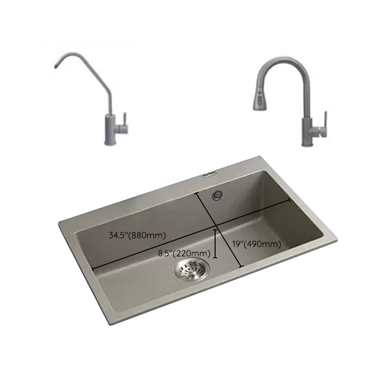 Kitchen Ceramic Sink Grey Pull-out Faucet Rod Handle Anti-spill Sink Clearhalo 'Home Improvement' 'home_improvement' 'home_improvement_kitchen_sinks' 'Kitchen Remodel & Kitchen Fixtures' 'Kitchen Sinks & Faucet Components' 'Kitchen Sinks' 'kitchen_sinks' 7196411