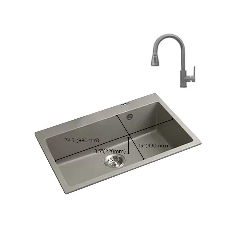 Kitchen Ceramic Sink Grey Pull-out Faucet Rod Handle Anti-spill Sink Clearhalo 'Home Improvement' 'home_improvement' 'home_improvement_kitchen_sinks' 'Kitchen Remodel & Kitchen Fixtures' 'Kitchen Sinks & Faucet Components' 'Kitchen Sinks' 'kitchen_sinks' 7196419