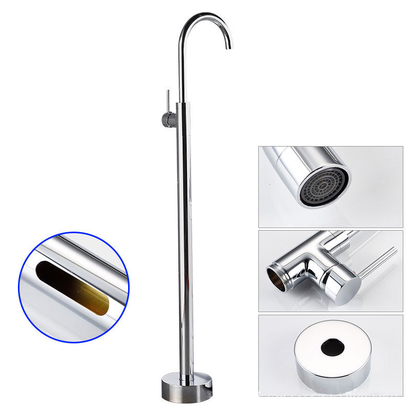 Floor Mounted Freestanding Tub Filler Single Handle Metal Freestanding Faucet Gooseneck Hand Shower Not Included Clearhalo 'Bathroom Remodel & Bathroom Fixtures' 'Bathtub Faucets' 'bathtub_faucets' 'Home Improvement' 'home_improvement' 'home_improvement_bathtub_faucets' 7196431