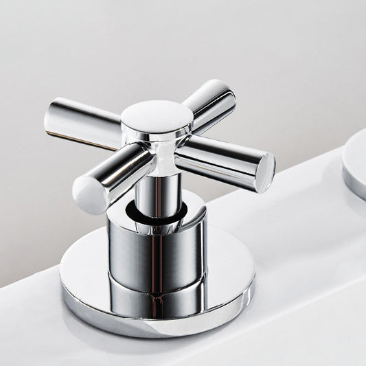 Deck Mounted Roman Tub Faucet Low Arc Roman Tub Faucet Set with Hand Shower Clearhalo 'Bathroom Remodel & Bathroom Fixtures' 'Bathtub Faucets' 'bathtub_faucets' 'Home Improvement' 'home_improvement' 'home_improvement_bathtub_faucets' 7196451