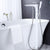 Floor Mounted Freestanding Tub Filler Single Handle Freestanding Faucet with Hose White Clearhalo 'Bathroom Remodel & Bathroom Fixtures' 'Bathtub Faucets' 'bathtub_faucets' 'Home Improvement' 'home_improvement' 'home_improvement_bathtub_faucets' 7196487