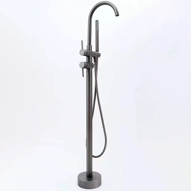 Floor Mounted Freestanding Tub Filler Single Handle Freestanding Faucet with Hose Clearhalo 'Bathroom Remodel & Bathroom Fixtures' 'Bathtub Faucets' 'bathtub_faucets' 'Home Improvement' 'home_improvement' 'home_improvement_bathtub_faucets' 7196490