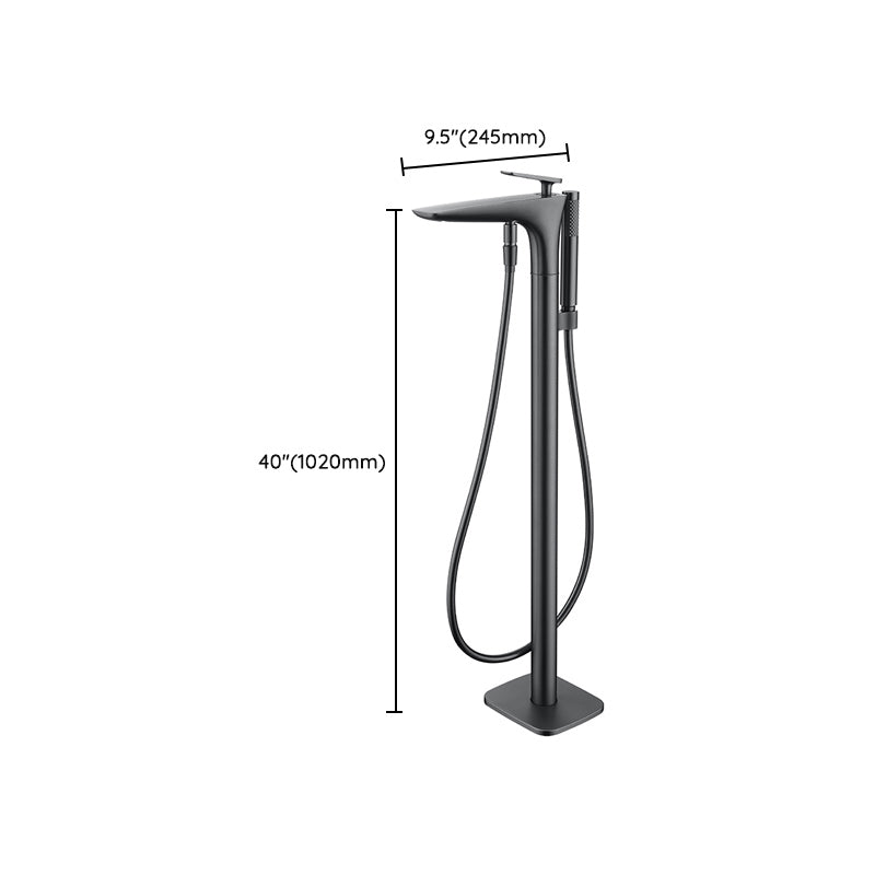Floor Mounted Freestanding Tub Filler Single Handle Freestanding Faucet with Hose Clearhalo 'Bathroom Remodel & Bathroom Fixtures' 'Bathtub Faucets' 'bathtub_faucets' 'Home Improvement' 'home_improvement' 'home_improvement_bathtub_faucets' 7196502