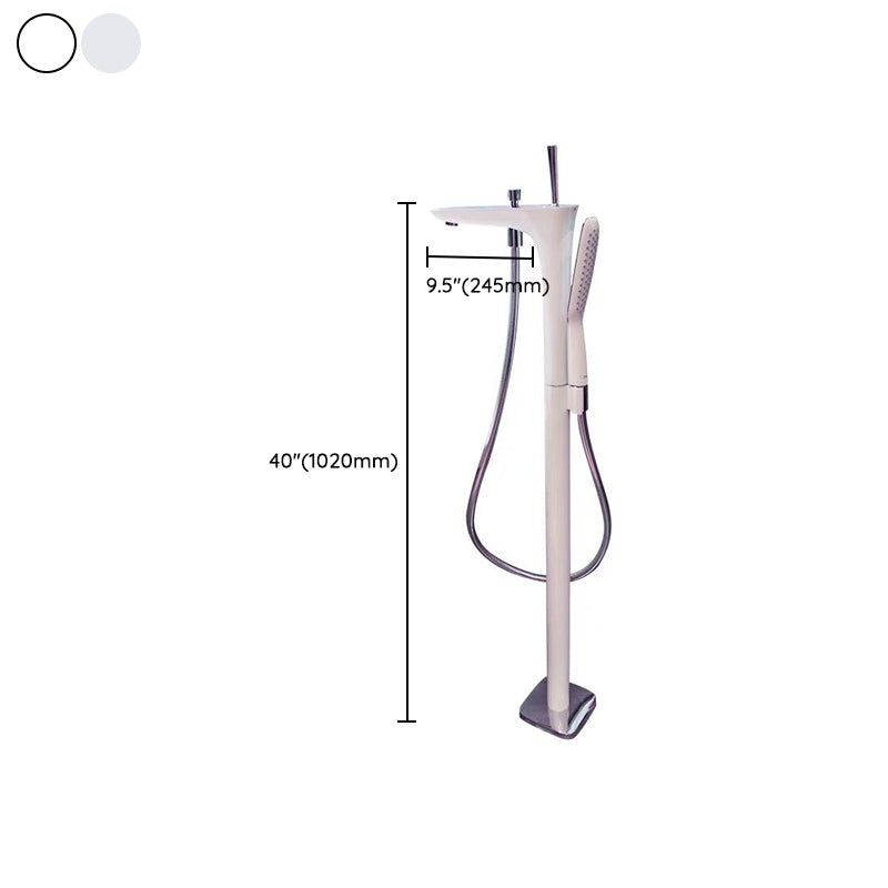 Floor Mounted Freestanding Tub Filler Single Handle Freestanding Faucet with Hose Clearhalo 'Bathroom Remodel & Bathroom Fixtures' 'Bathtub Faucets' 'bathtub_faucets' 'Home Improvement' 'home_improvement' 'home_improvement_bathtub_faucets' 7196503