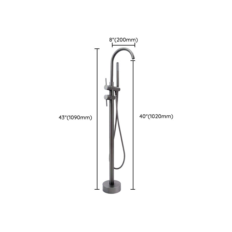 Floor Mounted Freestanding Tub Filler Single Handle Freestanding Faucet with Hose Clearhalo 'Bathroom Remodel & Bathroom Fixtures' 'Bathtub Faucets' 'bathtub_faucets' 'Home Improvement' 'home_improvement' 'home_improvement_bathtub_faucets' 7196504