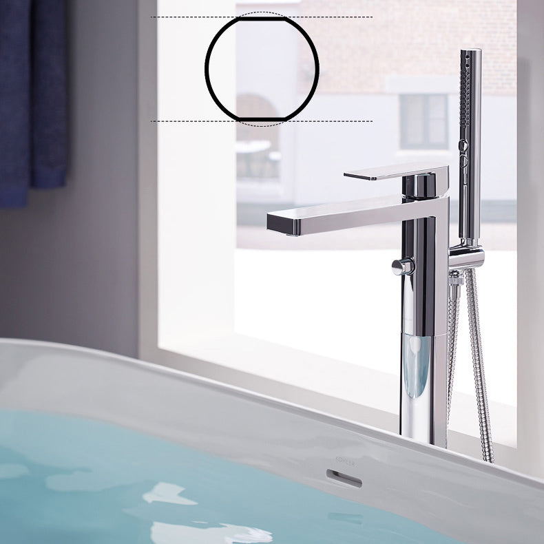 Modern Deck Mounted Roman Tub Faucet Bronze Low Arc Roman Tub Faucet Set Clearhalo 'Bathroom Remodel & Bathroom Fixtures' 'Bathtub Faucets' 'bathtub_faucets' 'Home Improvement' 'home_improvement' 'home_improvement_bathtub_faucets' 7196520