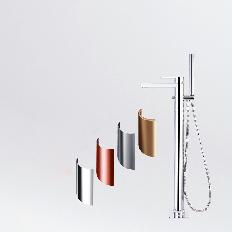 Modern Deck Mounted Roman Tub Faucet Bronze Low Arc Roman Tub Faucet Set Clearhalo 'Bathroom Remodel & Bathroom Fixtures' 'Bathtub Faucets' 'bathtub_faucets' 'Home Improvement' 'home_improvement' 'home_improvement_bathtub_faucets' 7196527