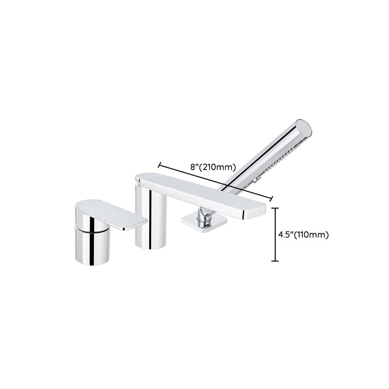 Modern Deck Mounted Roman Tub Faucet Bronze Low Arc Roman Tub Faucet Set Clearhalo 'Bathroom Remodel & Bathroom Fixtures' 'Bathtub Faucets' 'bathtub_faucets' 'Home Improvement' 'home_improvement' 'home_improvement_bathtub_faucets' 7196531