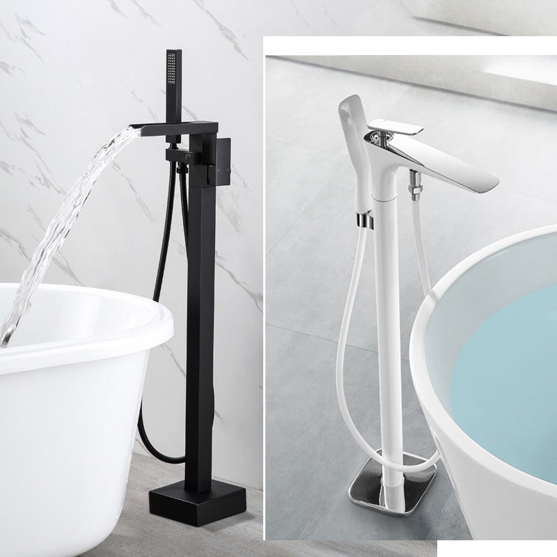 Floor Mounted Copper Freestanding Tub Filler One Handle Freestanding Bathtub Faucet Clearhalo 'Bathroom Remodel & Bathroom Fixtures' 'Bathtub Faucets' 'bathtub_faucets' 'Home Improvement' 'home_improvement' 'home_improvement_bathtub_faucets' 7196533