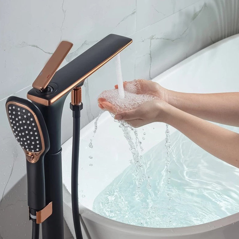 Floor Mounted Copper Freestanding Tub Filler One Handle Freestanding Bathtub Faucet Clearhalo 'Bathroom Remodel & Bathroom Fixtures' 'Bathtub Faucets' 'bathtub_faucets' 'Home Improvement' 'home_improvement' 'home_improvement_bathtub_faucets' 7196537