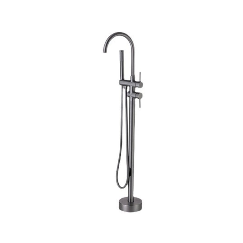 Floor Mounted Copper Freestanding Tub Filler One Handle Freestanding Bathtub Faucet Gun Grey Gooseneck Clearhalo 'Bathroom Remodel & Bathroom Fixtures' 'Bathtub Faucets' 'bathtub_faucets' 'Home Improvement' 'home_improvement' 'home_improvement_bathtub_faucets' 7196539