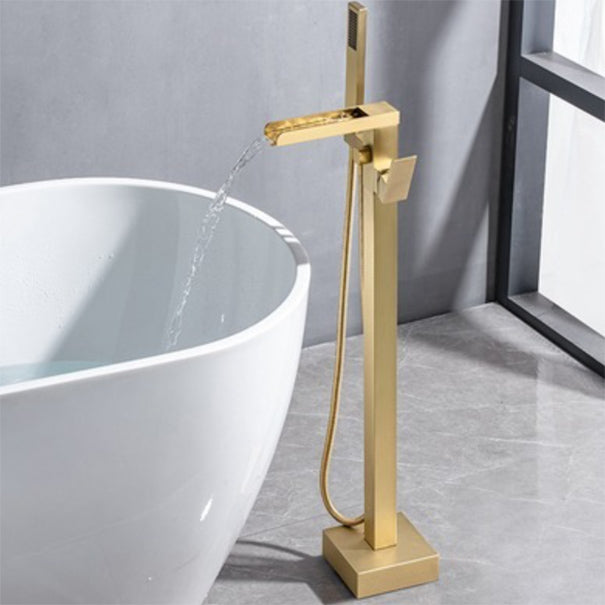 Floor Mounted Copper Freestanding Tub Filler One Handle Freestanding Bathtub Faucet Clearhalo 'Bathroom Remodel & Bathroom Fixtures' 'Bathtub Faucets' 'bathtub_faucets' 'Home Improvement' 'home_improvement' 'home_improvement_bathtub_faucets' 7196547