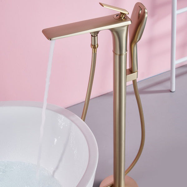 Floor Mounted Copper Freestanding Tub Filler One Handle Freestanding Bathtub Faucet Clearhalo 'Bathroom Remodel & Bathroom Fixtures' 'Bathtub Faucets' 'bathtub_faucets' 'Home Improvement' 'home_improvement' 'home_improvement_bathtub_faucets' 7196549