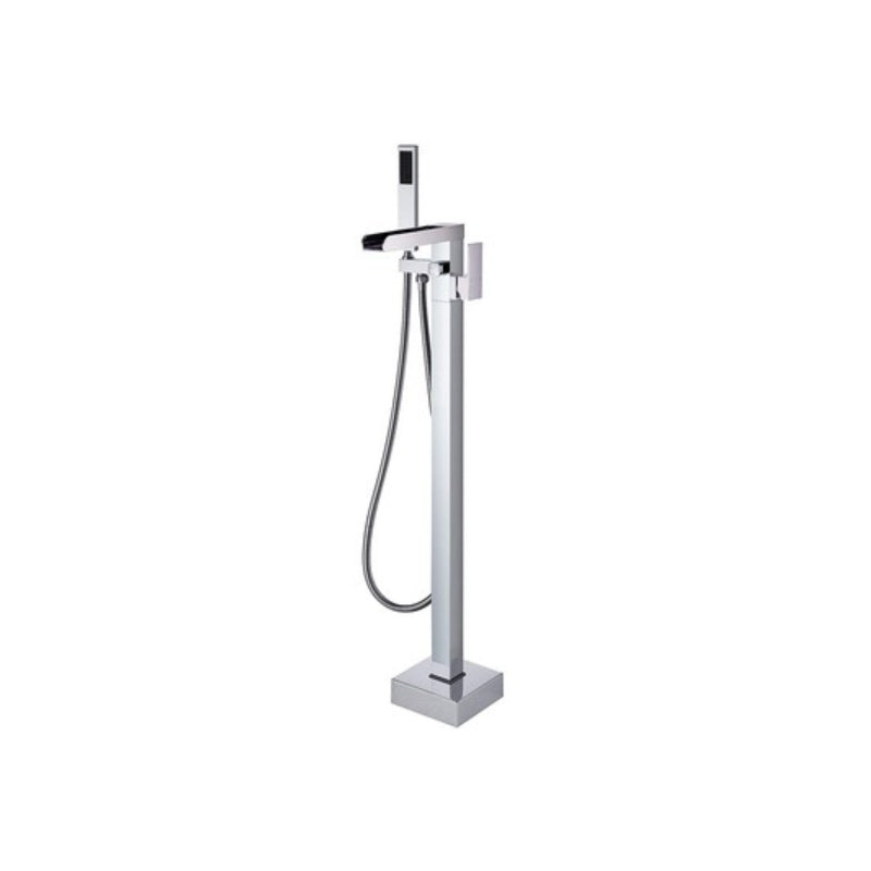 Floor Mounted Copper Freestanding Tub Filler One Handle Freestanding Bathtub Faucet Silver Waterfall Faucet Clearhalo 'Bathroom Remodel & Bathroom Fixtures' 'Bathtub Faucets' 'bathtub_faucets' 'Home Improvement' 'home_improvement' 'home_improvement_bathtub_faucets' 7196555