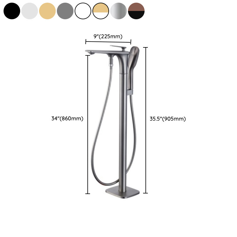 Floor Mounted Copper Freestanding Tub Filler One Handle Freestanding Bathtub Faucet Clearhalo 'Bathroom Remodel & Bathroom Fixtures' 'Bathtub Faucets' 'bathtub_faucets' 'Home Improvement' 'home_improvement' 'home_improvement_bathtub_faucets' 7196558