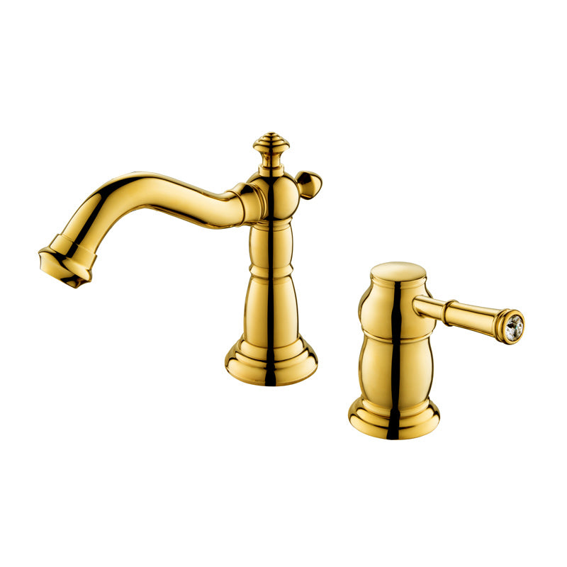 Deck Mounted Roman Tub Faucet Bronze Low Arc Roman Tub Faucet Set Gold 2 Hole Faucets Clearhalo 'Bathroom Remodel & Bathroom Fixtures' 'Bathtub Faucets' 'bathtub_faucets' 'Home Improvement' 'home_improvement' 'home_improvement_bathtub_faucets' 7196566