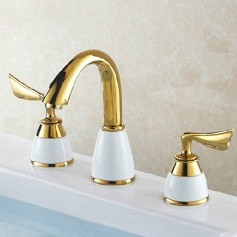 Deck Mounted Roman Tub Faucet Low Arc Bronze Roman Tub Faucet Set Gold Clearhalo 'Bathroom Remodel & Bathroom Fixtures' 'Bathtub Faucets' 'bathtub_faucets' 'Home Improvement' 'home_improvement' 'home_improvement_bathtub_faucets' 7196600