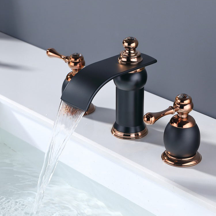 Traditional Faucet Deck Mounted Bathroom Faucet with Double Handle Clearhalo 'Bathroom Remodel & Bathroom Fixtures' 'Bathtub Faucets' 'bathtub_faucets' 'Home Improvement' 'home_improvement' 'home_improvement_bathtub_faucets' 7196610