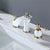 Traditional Faucet Deck Mounted Bathroom Faucet with Double Handle White Clearhalo 'Bathroom Remodel & Bathroom Fixtures' 'Bathtub Faucets' 'bathtub_faucets' 'Home Improvement' 'home_improvement' 'home_improvement_bathtub_faucets' 7196611