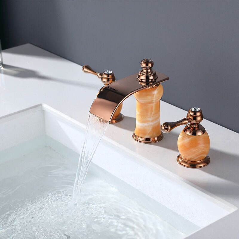 Traditional Faucet Deck Mounted Bathroom Faucet with Double Handle Brown Clearhalo 'Bathroom Remodel & Bathroom Fixtures' 'Bathtub Faucets' 'bathtub_faucets' 'Home Improvement' 'home_improvement' 'home_improvement_bathtub_faucets' 7196612