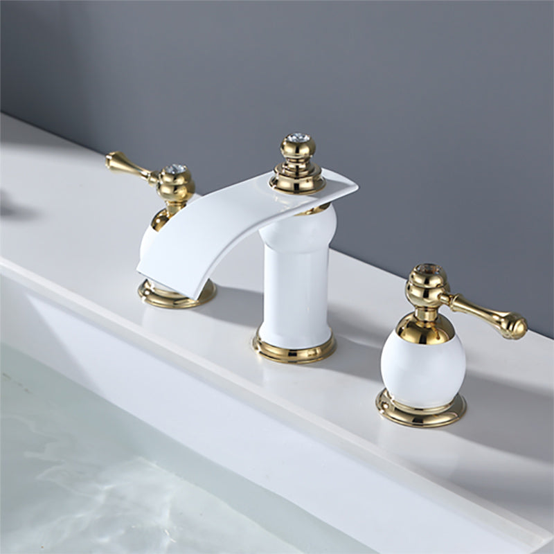 Traditional Faucet Deck Mounted Bathroom Faucet with Double Handle Clearhalo 'Bathroom Remodel & Bathroom Fixtures' 'Bathtub Faucets' 'bathtub_faucets' 'Home Improvement' 'home_improvement' 'home_improvement_bathtub_faucets' 7196613