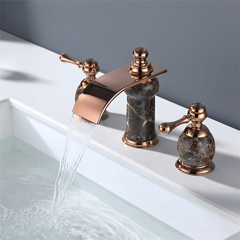 Traditional Faucet Deck Mounted Bathroom Faucet with Double Handle Coffee Clearhalo 'Bathroom Remodel & Bathroom Fixtures' 'Bathtub Faucets' 'bathtub_faucets' 'Home Improvement' 'home_improvement' 'home_improvement_bathtub_faucets' 7196614