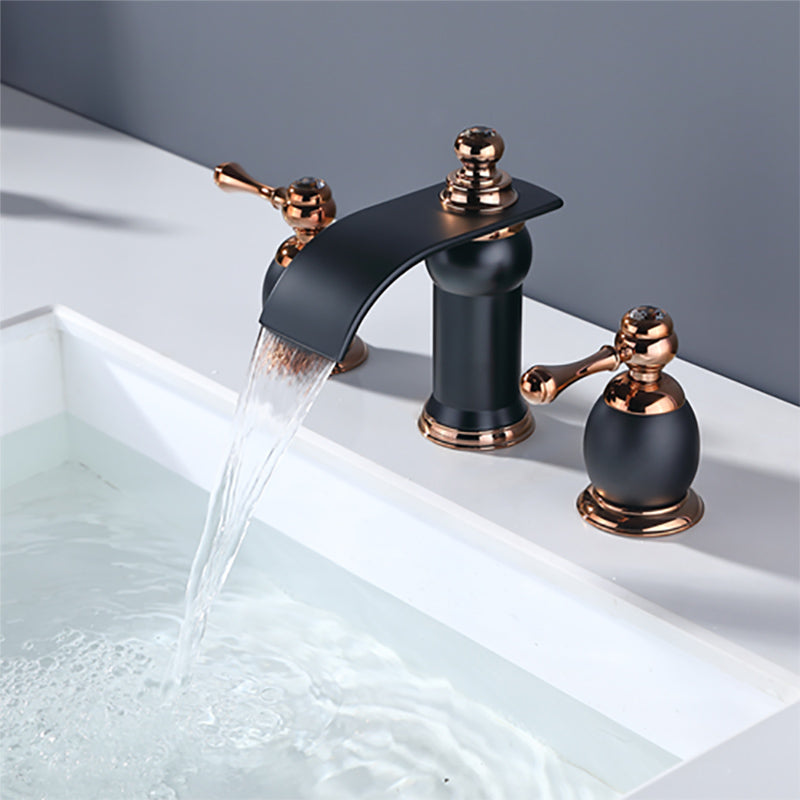 Traditional Faucet Deck Mounted Bathroom Faucet with Double Handle Black Clearhalo 'Bathroom Remodel & Bathroom Fixtures' 'Bathtub Faucets' 'bathtub_faucets' 'Home Improvement' 'home_improvement' 'home_improvement_bathtub_faucets' 7196616