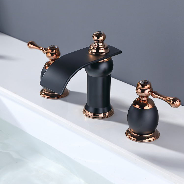Traditional Faucet Deck Mounted Bathroom Faucet with Double Handle Clearhalo 'Bathroom Remodel & Bathroom Fixtures' 'Bathtub Faucets' 'bathtub_faucets' 'Home Improvement' 'home_improvement' 'home_improvement_bathtub_faucets' 7196622