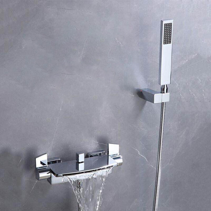Waterfall Bath Faucet Adjustable Water Flow Wall Mounted Bathroom Faucet Clearhalo 'Bathroom Remodel & Bathroom Fixtures' 'Bathtub Faucets' 'bathtub_faucets' 'Home Improvement' 'home_improvement' 'home_improvement_bathtub_faucets' 7196650