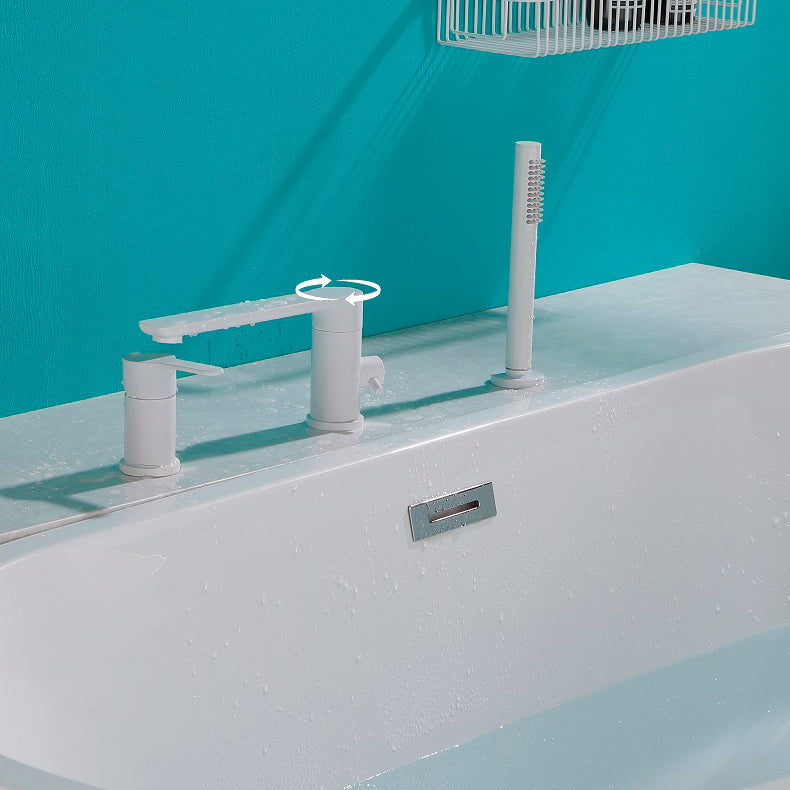 Modern Swivel Bath Faucet Solid Color Deck-Mount Bathroom Faucet Clearhalo 'Bathroom Remodel & Bathroom Fixtures' 'Bathtub Faucets' 'bathtub_faucets' 'Home Improvement' 'home_improvement' 'home_improvement_bathtub_faucets' 7196669
