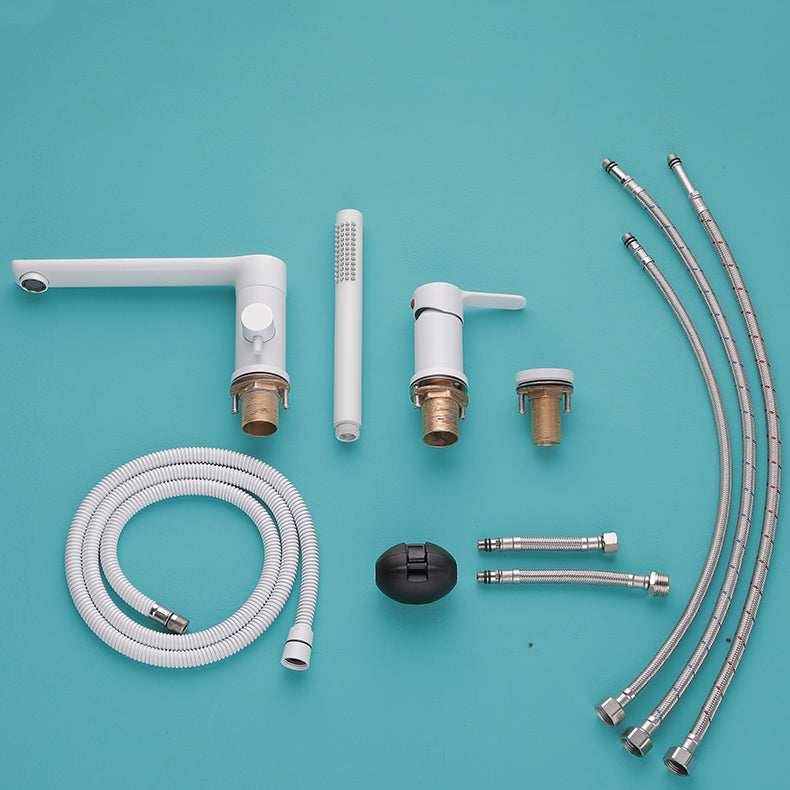 Modern Swivel Bath Faucet Solid Color Deck-Mount Bathroom Faucet Clearhalo 'Bathroom Remodel & Bathroom Fixtures' 'Bathtub Faucets' 'bathtub_faucets' 'Home Improvement' 'home_improvement' 'home_improvement_bathtub_faucets' 7196675