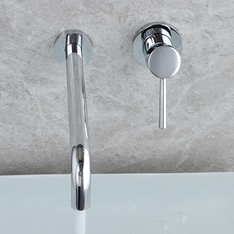 Wall Mounted Metal Tub Filler Low Arc Tubular Bathroom Faucet Clearhalo 'Bathroom Remodel & Bathroom Fixtures' 'Bathtub Faucets' 'bathtub_faucets' 'Home Improvement' 'home_improvement' 'home_improvement_bathtub_faucets' 7196706